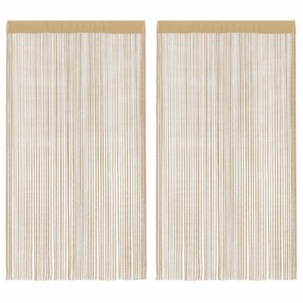 Пердета с ресни в цвят бежов за тръбен корниз, 2 бр., 100 x 250 см