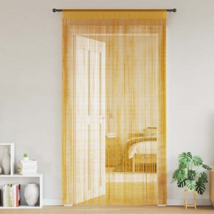 Пердета с ресни в цвят златен за тръбен корниз, 2 бр., 140 x 250 см