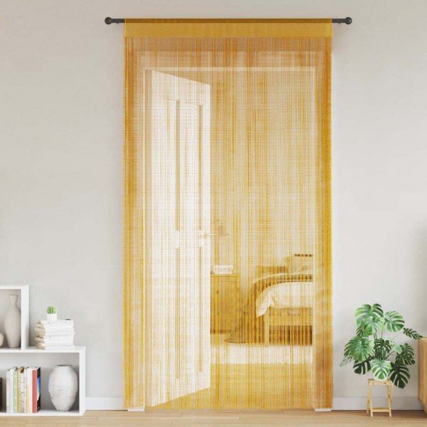Пердета с ресни в цвят златен за тръбен корниз, 2 бр., 140 x 250 см