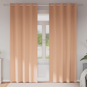 Плътни завеси в цвят пастелен корал с метални халки, 2 бр., 140 x 245 см