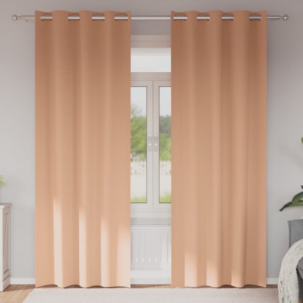 Плътни завеси в цвят пастелен корал с метални халки, 2 бр., 140 x 245 см