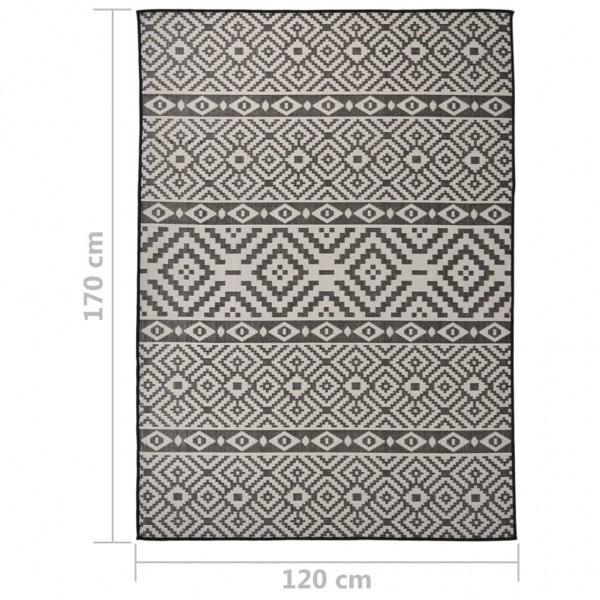 Градински плоскотъкан килим Tribal, черни шевици