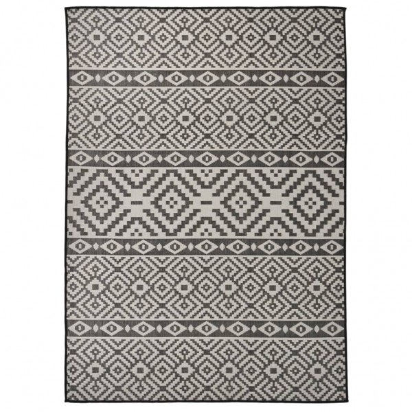 Градински плоскотъкан килим Tribal, черни шевици