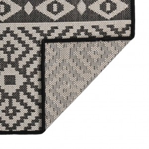 Градински плоскотъкан килим Tribal, черни шевици