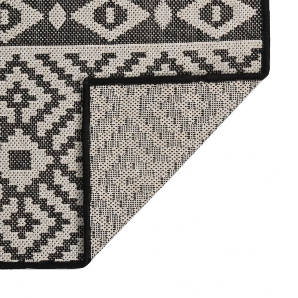 Градински плоскотъкан килим Tribal, черни шевици