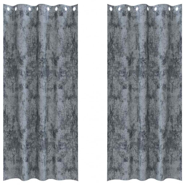 Кадифени завеси в цвят сив с метални халки, 2 бр., 140 x 260 см