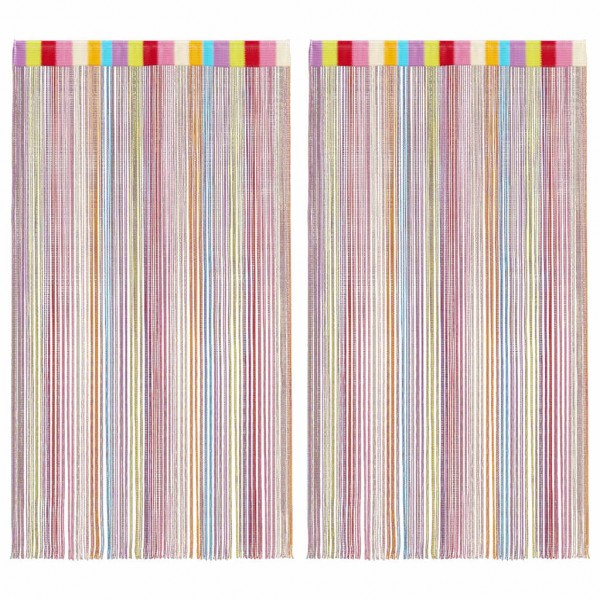 Пердета с ресни в цвят многоцветен за тръбен корниз, 2 бр., 140 x 250 см