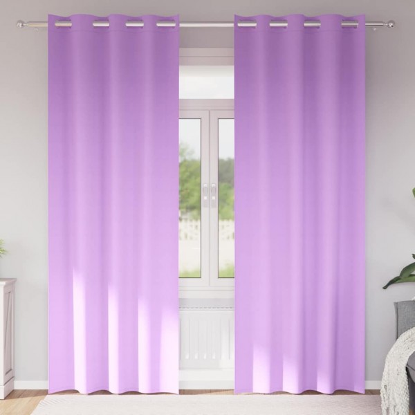 Плътни завеси в цвят орхидея с метални халки, 2 бр., 140 x 260 см