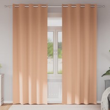 Плътни завеси в цвят пастелен корал с метални халки, 2 бр., 140 x 260 см