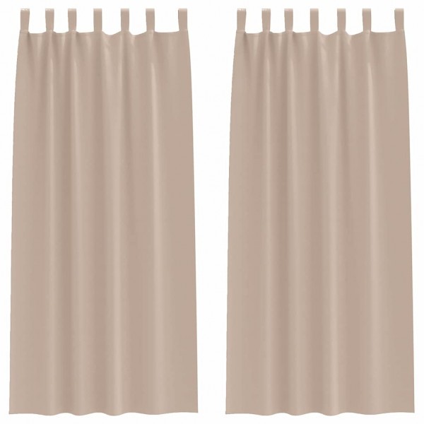 Плътни завеси в цвят таупе с текстилни гайки (уши), 2 бр., 140 x 260 см