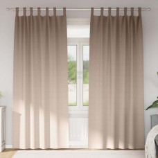 Плътни завеси в цвят таупе с текстилни гайки (уши), 2 бр., 140 x 260 см