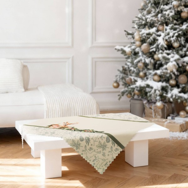 Коледна покривка за маса каре 75/75 см сърничка