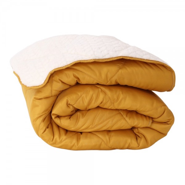 Зимна олекотена завивка шерпа за спалня 200/210 см Коузи горчица