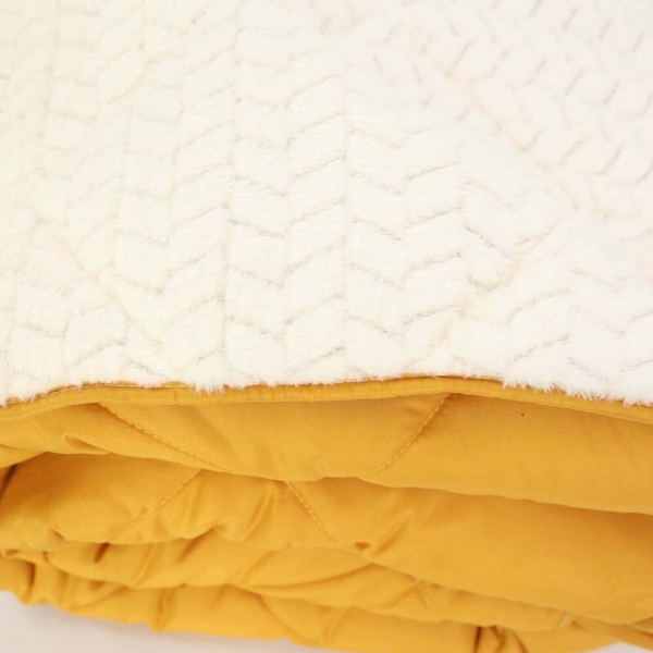 Зимна олекотена завивка шерпа за спалня 200/210 см Коузи горчица