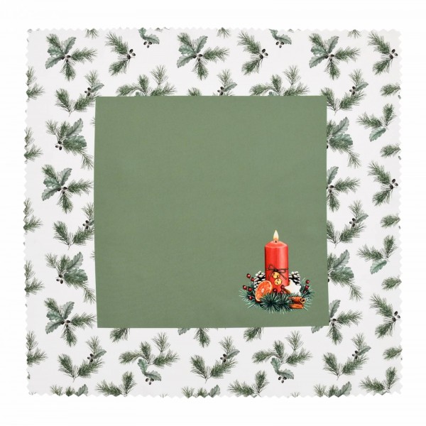 Коледна покривка за маса каре 75/75 см свещ