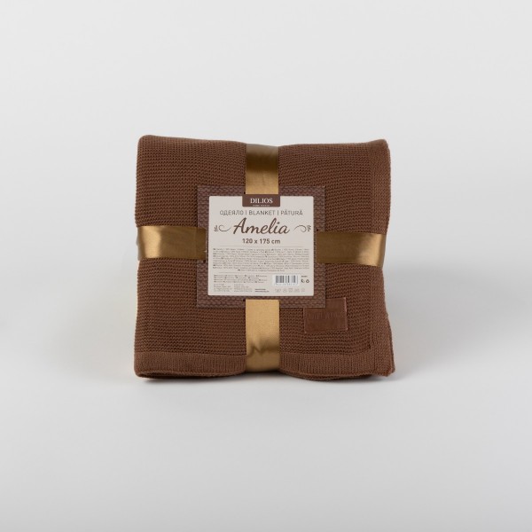Плетено одеяло 120/175 см АМЕЛИЯ кафяво