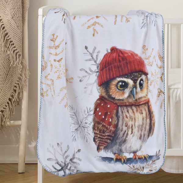 Бебешко коледно одеяло 75/100 см Бухалче
