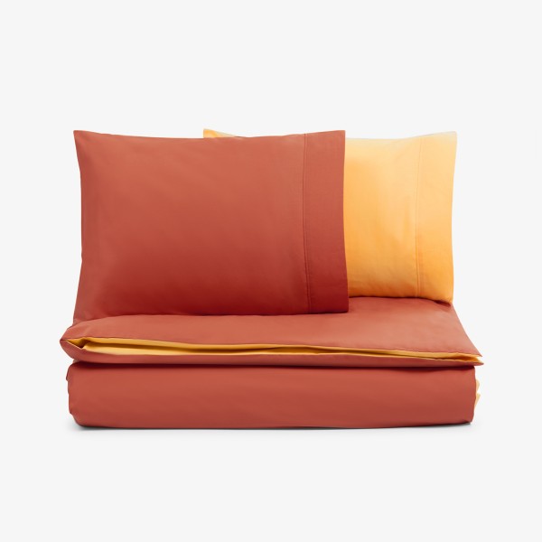 Спален комплект плик и две калъфки за спалня НЮАНСИ тера / жълто 100% памук