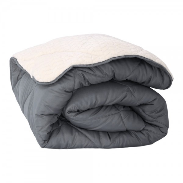 Зимна олекотена завивка шерпа за спалня 200/210 см Коузи графит