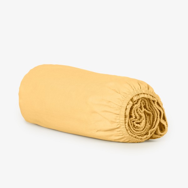 Чаршаф с ластик за матрак 140/200/30 см НЮАНСИ Жълт, 100% памук ранфорс