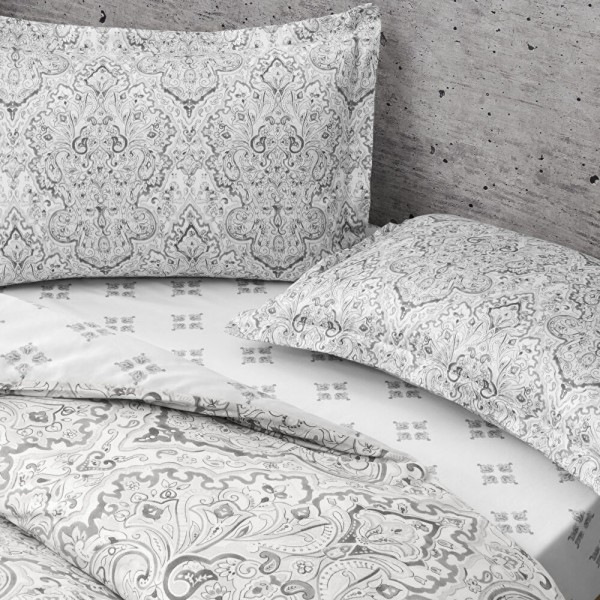 Двоен спален комплект с един плик Cassandra Gri памучен сатен