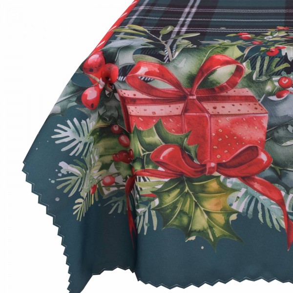 Коледна покривка за маса 100/150 см коледно зелено каре