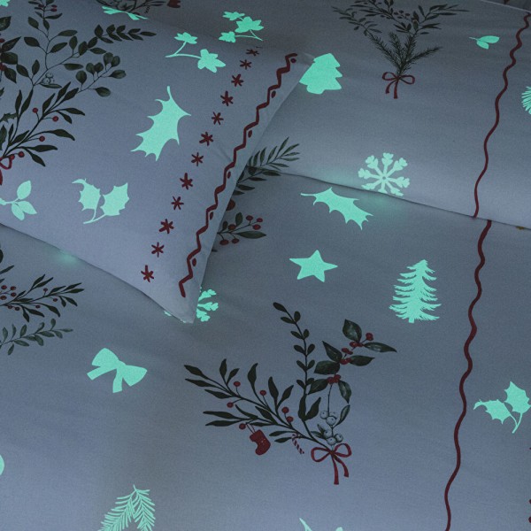 Двоен спален комплект с един плик Mistovia Glow in the Dark с флуоресциращи коедни мотиви 100% памук ранфорс