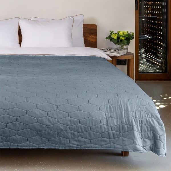 Двулицево шалте за единично легло 160/220 см РЕЙНБОУ синьо/зелено