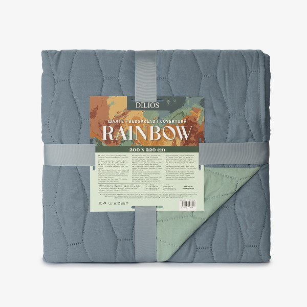 Двулицево шалте за единично легло 160/220 см РЕЙНБОУ синьо/зелено