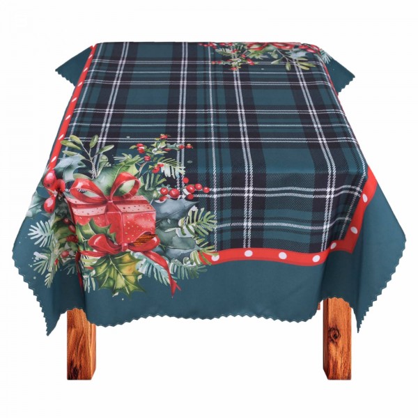 Коледна покривка за маса 150/200 см коледно зелено каре