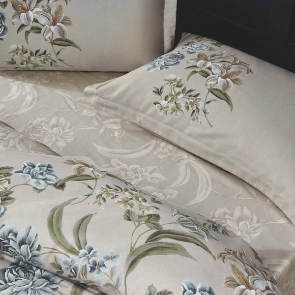 Двоен спален комплект с един плик Elodie beige памучен сатен