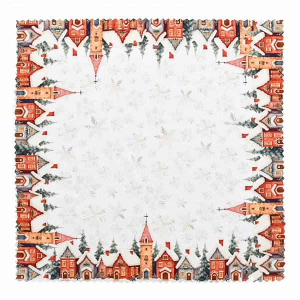 Коледна покривка за маса каре 75/75 см къщички