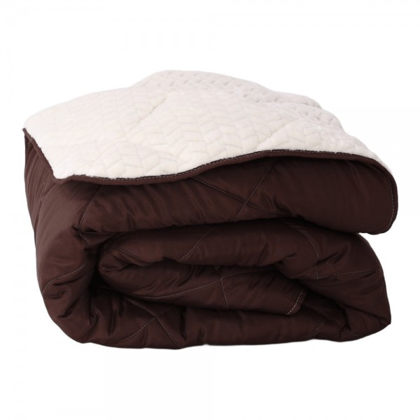 Зимна олекотена завивка шерпа за единично легло 150/210 см Коузи мока